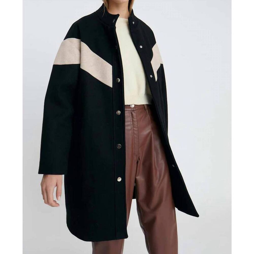 NEW DELUC palmer coat in black/tan